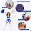 60 Pcs Cheerleading Pom Poms Cheer Pompoms Metallic Foil Pompoms with Plastic Handles for Cheering Squad Team Spirited Sports Dance(Blue, White) view 4