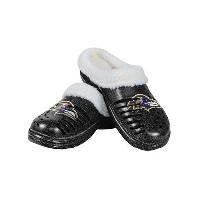 FOCO Baltimore Ravens NFL Womens Sherpa Lined Glitter Clog - XL