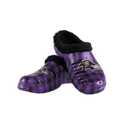 FOCO Baltimore Ravens NFL Mens Sherpa Lined Buffalo Check Clog - XL