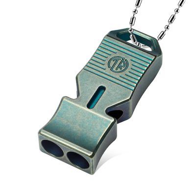 TACRAY Titanium Emergency Survival Whistle Square Dual-Tube Design, Ultra-Loud 120+dB, Waterproof & Durable, EDC Safety Whistle for Camping, Hiking, Outdoor & Rescue (Green)