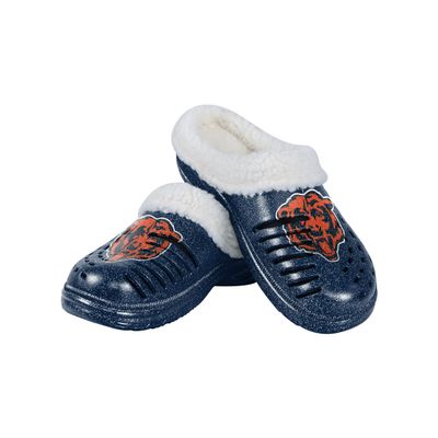 FOCO Chicago Bears NFL Womens Sherpa Lined Glitter Clog - S