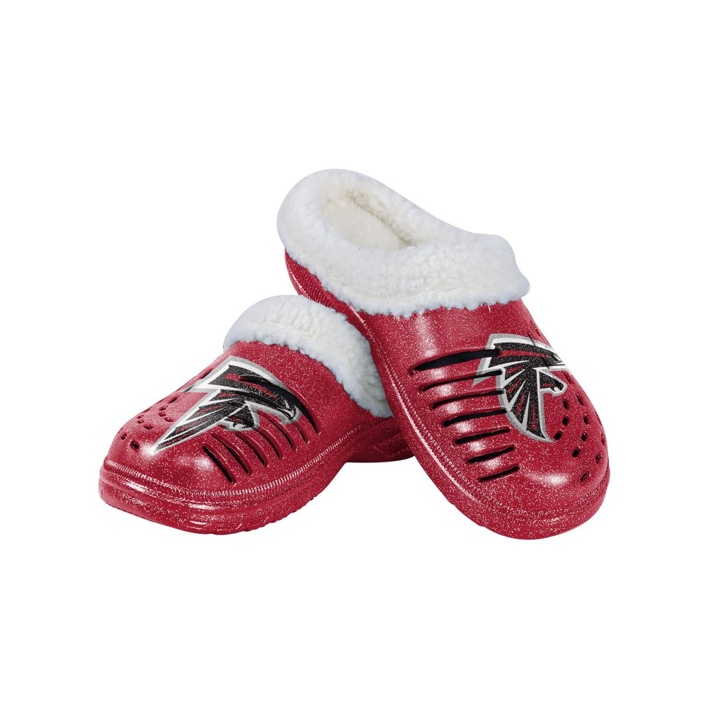 FOCO Atlanta Falcons NFL Womens Sherpa Lined Glitter Clog - XL
