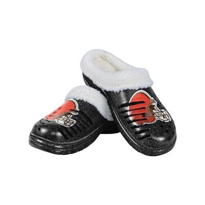 FOCO Cleveland Browns NFL Womens Sherpa Lined Glitter Clog - XL