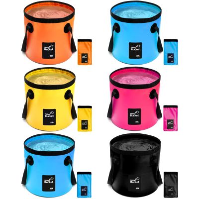 Tessco 6 Pcs 20L Collapsible Bucket with Handle 5 Gallon Folding Water Container Lightweight Foldable Bucket Portable for Outdoor Camping Hiking Traveling Kitchen, 5 Colors
