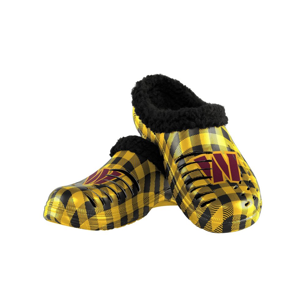 FOCO Washington Commanders NFL Mens Sherpa Lined Buffalo Check Clog - L