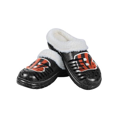 FOCO Cincinnati Bengals NFL Womens Sherpa Lined Glitter Clog - M