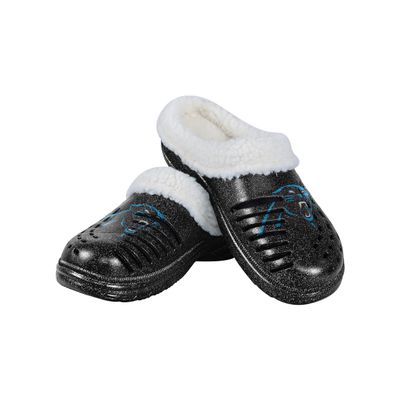 FOCO Carolina Panthers NFL Womens Sherpa Lined Glitter Clog - XL