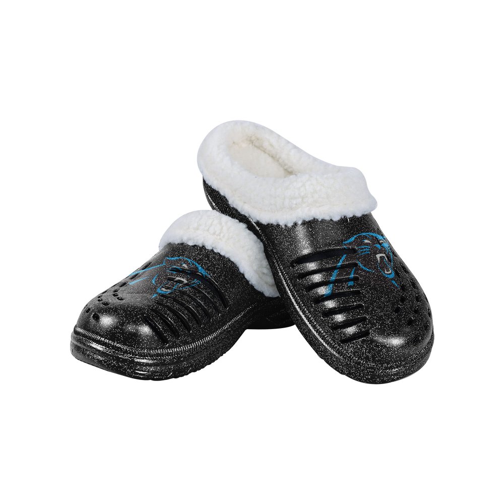 FOCO Carolina Panthers NFL Womens Sherpa Lined Glitter Clog - XL