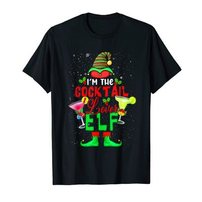 I'm The Cocktail Lover Elf Xmas Costume Glasses Of Cocktail T-Shirt