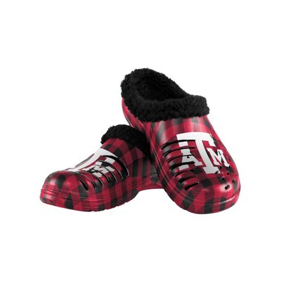 FOCO Texas A&M Aggies NCAA Mens Sherpa Lined Buffalo Check Clog - M