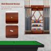 Goplus Pool Cue Rack, Wall Mounted Billiard Stick Holder, Made of Solid Pine Wood, Holds 8 Cues & Full Ball Set & 1 Ball Rack, Compact Billiards Accessories for Club, Bar (Brown) view 2