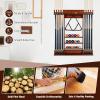 Goplus Pool Cue Rack, Wall Mounted Billiard Stick Holder, Made of Solid Pine Wood, Holds 8 Cues & Full Ball Set & 1 Ball Rack, Compact Billiards Accessories for Club, Bar (Brown) view 4