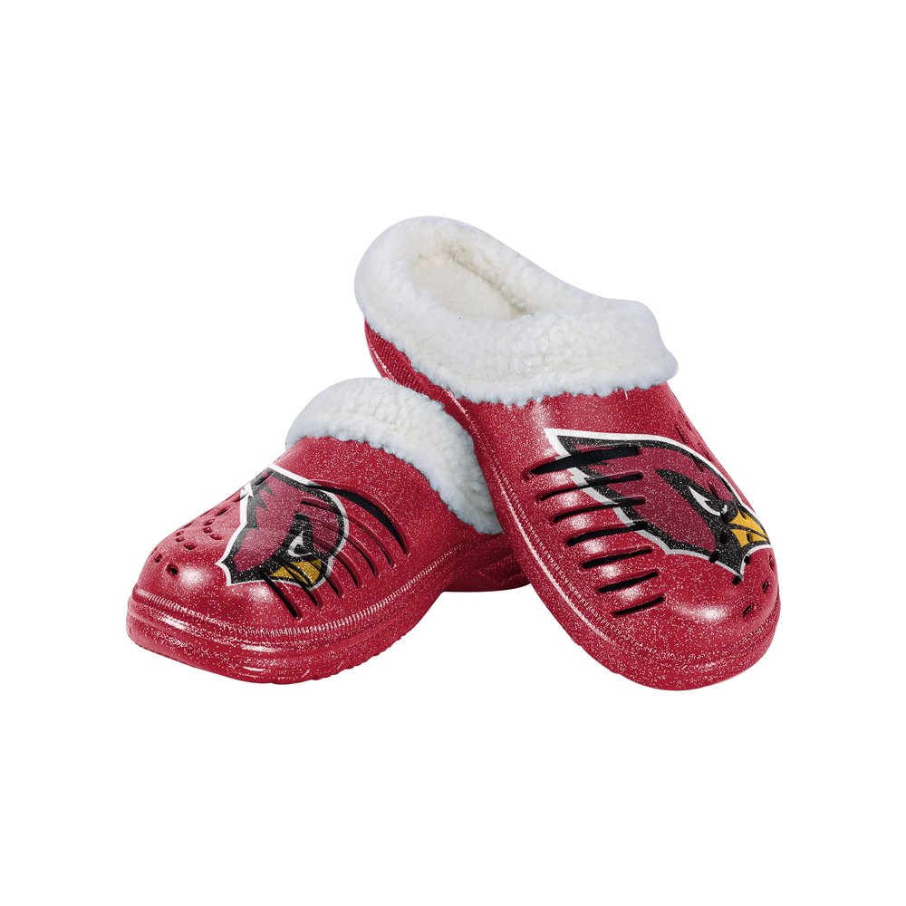 FOCO Arizona Cardinals NFL Womens Sherpa Lined Glitter Clog - M