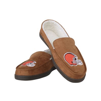 FOCO Cleveland Browns NFL Mens Beige Moccasin Slippers - M