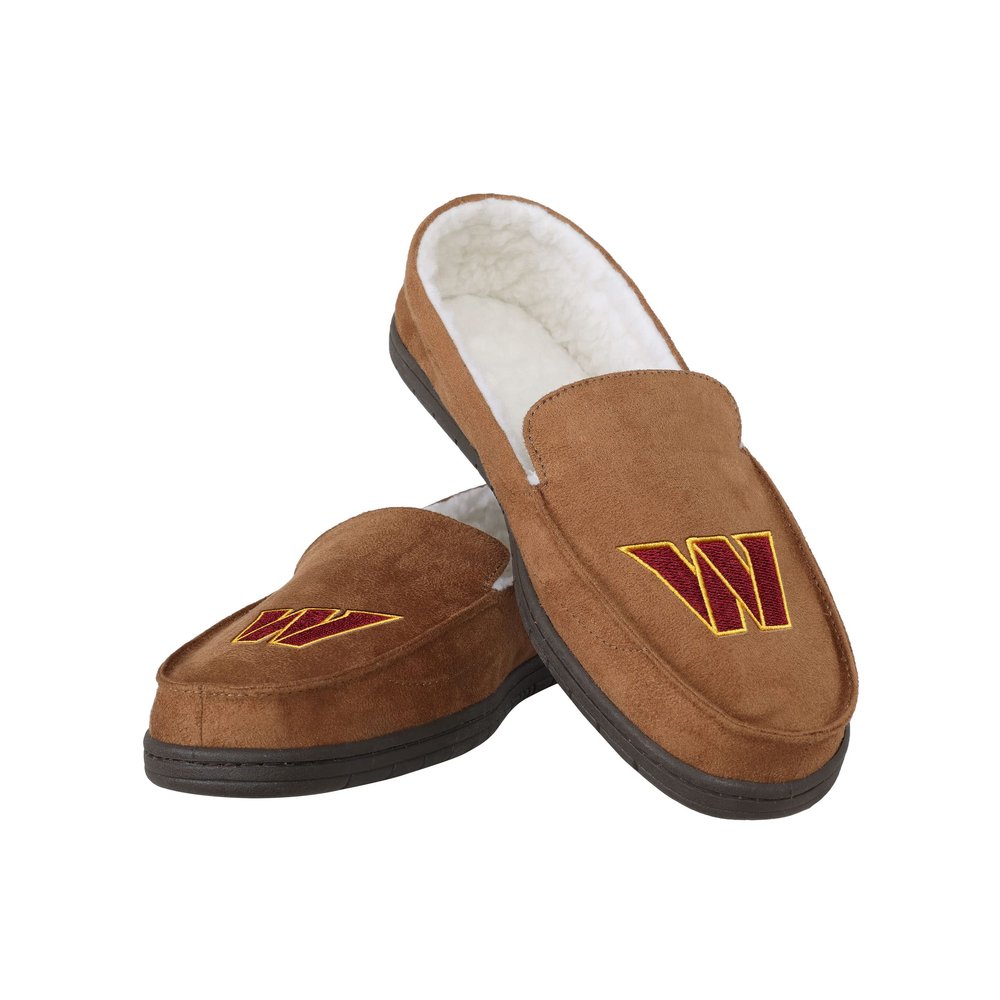 FOCO Washington Commanders NFL Mens Beige Moccasin Slippers - S