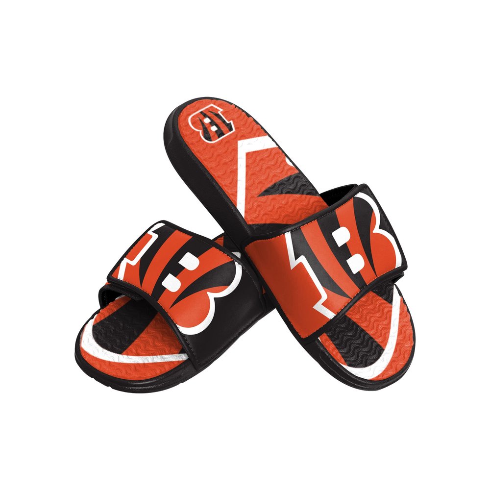 FOCO Cincinnati Bengals NFL Mens Colorblock Big Logo Gel Slide - M