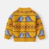 AQEACARMON Baby Boys Girls Button Up Cardigan Sweater Dinosaur Full-Zip Knit Sweater(4TYellow + Dinosaur(2 Layers Thickness)) view 2