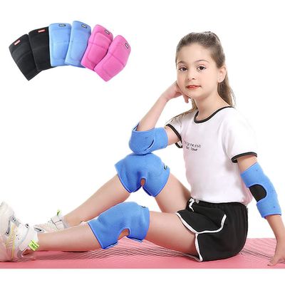 ADLIKES Knee and Elbow Pads Protective Gear Set (4pc) for Cycling Running Volleyball Crashproof Antislip for Kids Youth Azure S