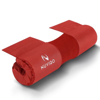 Barbell Pad Squat Pad for Lunges and Squats - Hip Thrust Pad for Standard and Olympic Bars - Provides Cushion to Neck and Shoulders While Training (RED)
