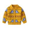AQEACARMON Baby Boys Girls Button Up Cardigan Sweater Dinosaur Full-Zip Knit Sweater(3TYellow + Dinosaur(2 Layers Thickness)) view 1