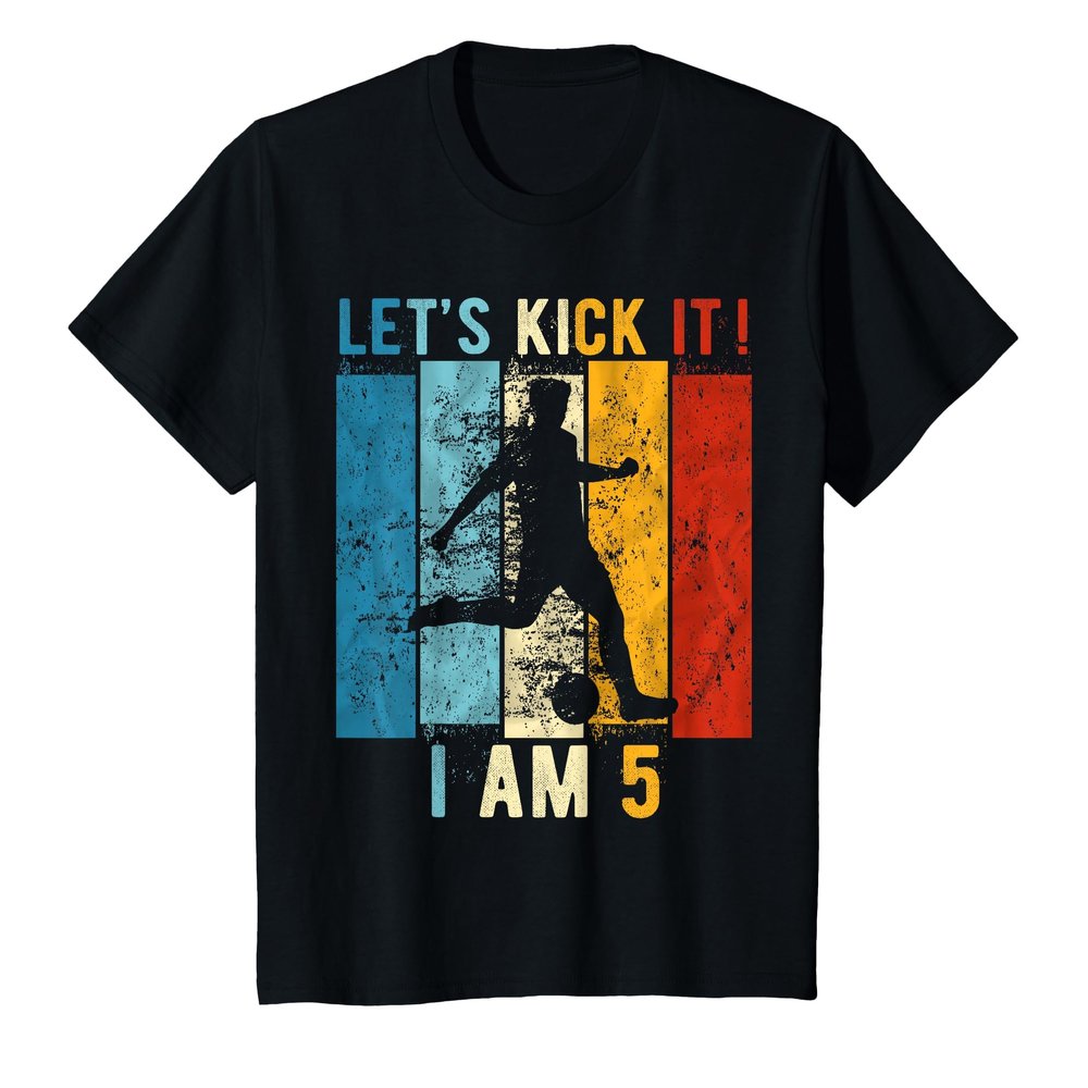 5th Birthday Boy Soccer 5 Year Old Birthday Boy T-Shirt, Youth, Black, Small