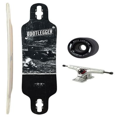 Moonshine Manufacturing Longboard Skateboard, Freestyle Cruiser, Waterproof and Wood Construction, Cruise Skateboard and Longboard Decks, Lightweight Build (Bootlegger Complete Deck + Wheels)