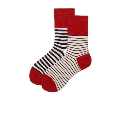 Drincoshow 5Pairs Striped Cotton Socks Thick and Thin Striped Color Socks Men and Women Same Type Socks (5Pairs-37-43,A2)