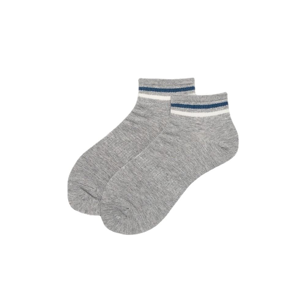 Drincoshow 5Pairs Men's Autumn Thin Solid Color Striped Socks Sweat-Absorbent Breathable Sports Boat Socks Athletic Socks (5pairs-39-43,Blue and white stripes)