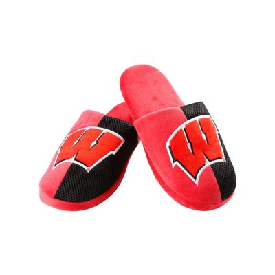 Wisconsin Badgers NCAA Mens Team Logo Staycation Slippers - S