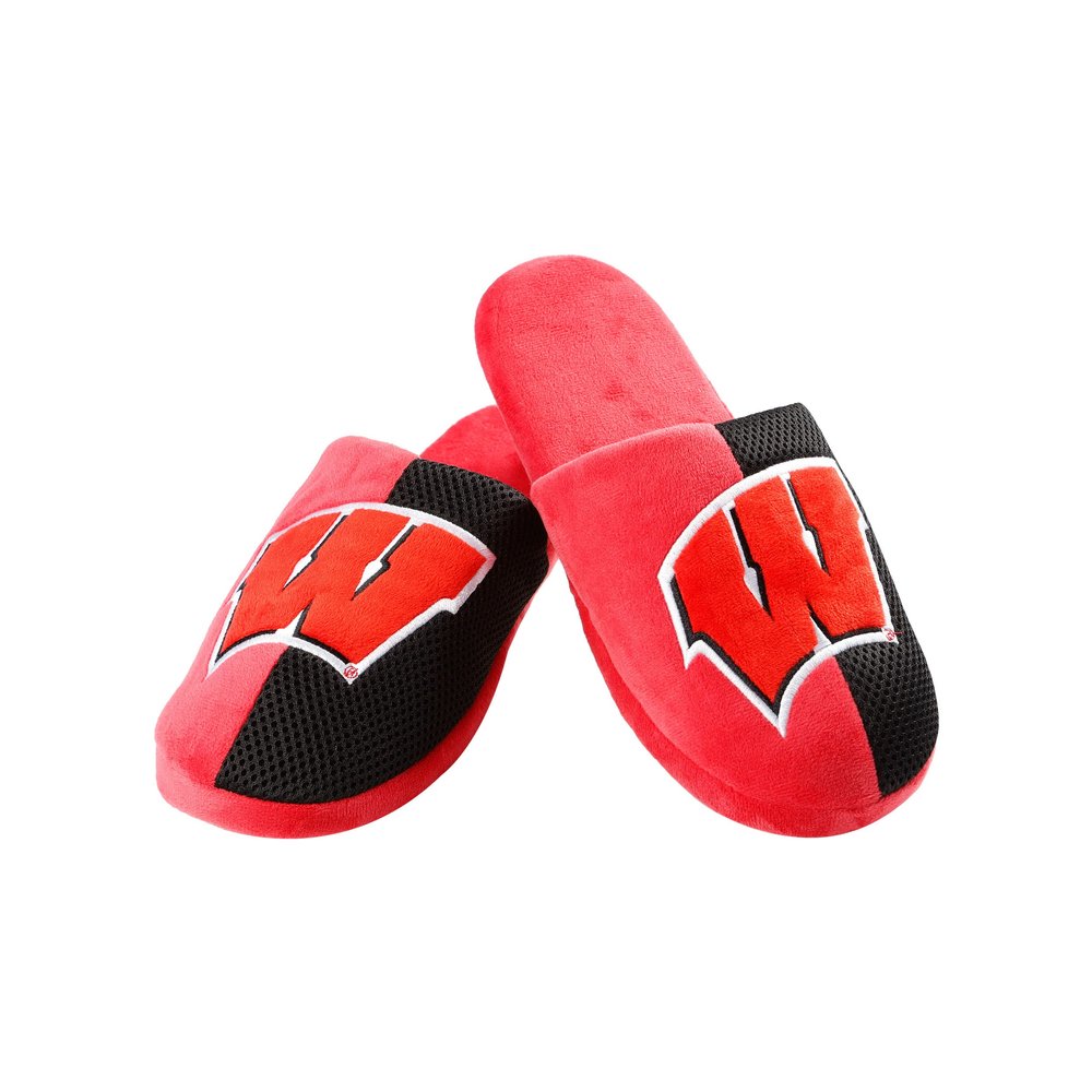 Wisconsin Badgers NCAA Mens Team Logo Staycation Slippers - S