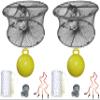 2-Pack of KUFA Sports Foldable Prawn Trap (Stretched Mesh Size:1-3/4") with 400' Rope, Yellow Float, Bait Bag & Harness Combo (15" Inflatable PVC Float) view 1
