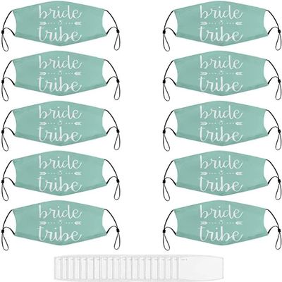 10 Pack Bride Tribe Groom Clan Fashion Face Mask 20 Filter Washable Reusable Outdoor Mouth Face Guard Adjustable Masks Bandana for Teens Girl Boy