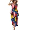 USA Venezuela Flag Women's Long Dress Sleeveless Swing Maxi Sundress Design view 1