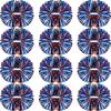 Hoteam 12 Pack Cheerleading Pom Poms Cheer Pompoms with Baton Handle Metallic Foil Pompoms for Adult for Team Sports Party Dance Cheering Squad Accessories, 14 Inch (Blue,Red and Silver) view 1