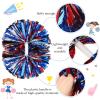Hoteam 12 Pack Cheerleading Pom Poms Cheer Pompoms with Baton Handle Metallic Foil Pompoms for Adult for Team Sports Party Dance Cheering Squad Accessories, 14 Inch (Blue,Red and Silver) view 3