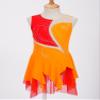 Aislor Girls Sleeveless Figure Ice Roller Skating Dress Rhinestone Gymnastic Leotard Competition Costume Skating wear Orange 16 Years view 3