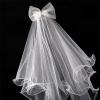 BVSPA Wedding Veil with Comb Wedding Hair Accessories for Girls 2 Tier Bow Embellishment Props for Photo Taking Bridal Party view 1