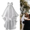 BVSPA Wedding Veil with Comb Wedding Hair Accessories for Girls 2 Tier Bow Embellishment Props for Photo Taking Bridal Party view 4