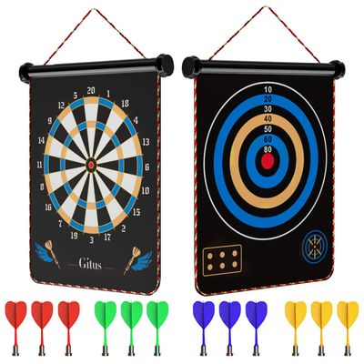 Gitus Magnetic Dart Board Indoor Outdoor Games for Kids with 12 Darts, Gifts for Teenage Boys Teen Boy Gift Ideas Gifts for Boys 8 9 10 11 12 13 14 Years Old Game Room Decor