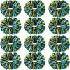 Hoteam 12 Pack Cheerleading Pom Poms Cheer Pompoms with Baton Handle Metallic Foil Pompoms for Adult for Team Sports Party Dance Cheering Squad Accessories, 14 Inch (Green,Gold and Blue) view 1
