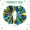 Hoteam 12 Pack Cheerleading Pom Poms Cheer Pompoms with Baton Handle Metallic Foil Pompoms for Adult for Team Sports Party Dance Cheering Squad Accessories, 14 Inch (Green,Gold and Blue) view 2