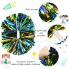 Hoteam 12 Pack Cheerleading Pom Poms Cheer Pompoms with Baton Handle Metallic Foil Pompoms for Adult for Team Sports Party Dance Cheering Squad Accessories, 14 Inch (Green,Gold and Blue) view 3