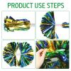 Hoteam 12 Pack Cheerleading Pom Poms Cheer Pompoms with Baton Handle Metallic Foil Pompoms for Adult for Team Sports Party Dance Cheering Squad Accessories, 14 Inch (Green,Gold and Blue) view 4