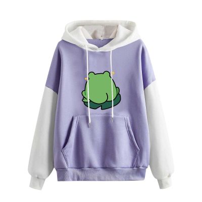 tuduoms Womens Cute Frog Sweatshirt Kawaii Graphic Hoodie Casual Cotton Pullover Aesthetic Cottagecore Clothes for Teen Girls