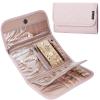 BELALIFE Travel Jewelry Case Organizer, Medium Foldable Storage Roll for Earrings, Necklaces, Rings, Bracelets, Brooches, Pink view 1