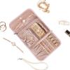 BELALIFE Travel Jewelry Case Organizer, Medium Foldable Storage Roll for Earrings, Necklaces, Rings, Bracelets, Brooches, Pink view 2