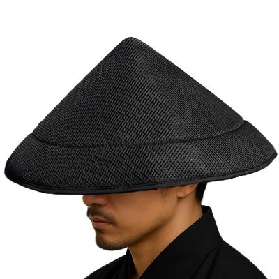 Black Rice Hat Samurai Hat Costume Japanese hat Breathable and Cool Polyester mesh Fabric Made of Can be Folded for Easy Portability. Dia.15 inch
