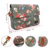 TOURBON Bike Bag Waxed Canvas Bicycle Handlebar Bag Zipper Closure Pouch Crossbar Front Frame Basket Cycling Saddebag Under Seat Strap-on Rear Rack Pannier (Green with Flower) view 3