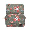 TOURBON Bike Bag Waxed Canvas Bicycle Handlebar Bag Zipper Closure Pouch Crossbar Front Frame Basket Cycling Saddebag Under Seat Strap-on Rear Rack Pannier (Green with Flower) view 4