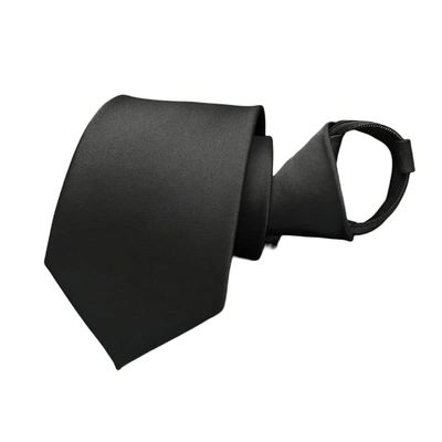 MUGIVALA Brand Zipper Ties for Men Woven Microfiber Satin Silk Adjustable Pretied Neckties Zip on Tie for Men Zipper Black Slim Tie (3.15" Black Zipper Tie)